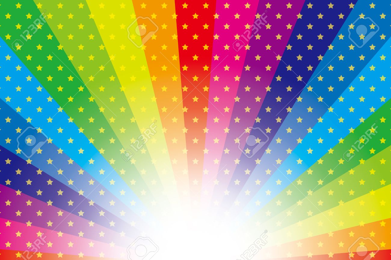 背景素材壁紙 スターダストと虹色の放射 のイラスト素材 ベクタ Image