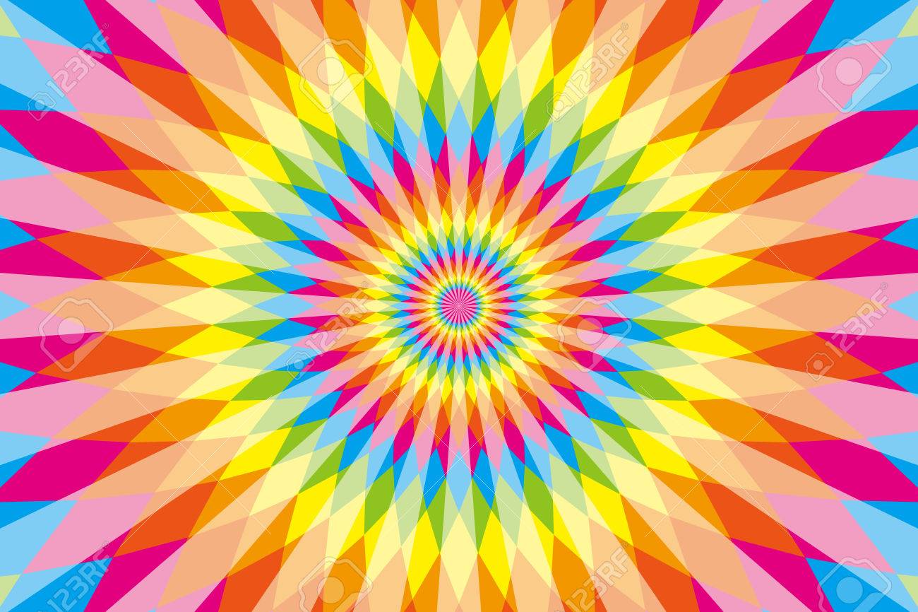 背景 素材 壁紙 虹の色 7 色 カラフルなラテンのスタイル エスニック パターン ダイヤモンド ラジアル メキシコ サイケデリック のイラスト素材 ベクタ Image