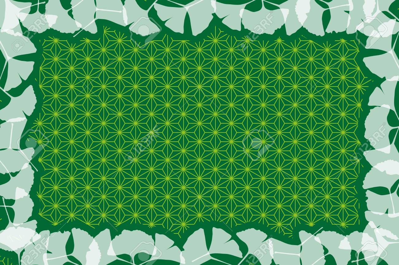 背景素材、秋、和風イメージ、伝統的なパターン、カエデ、イチョウ 