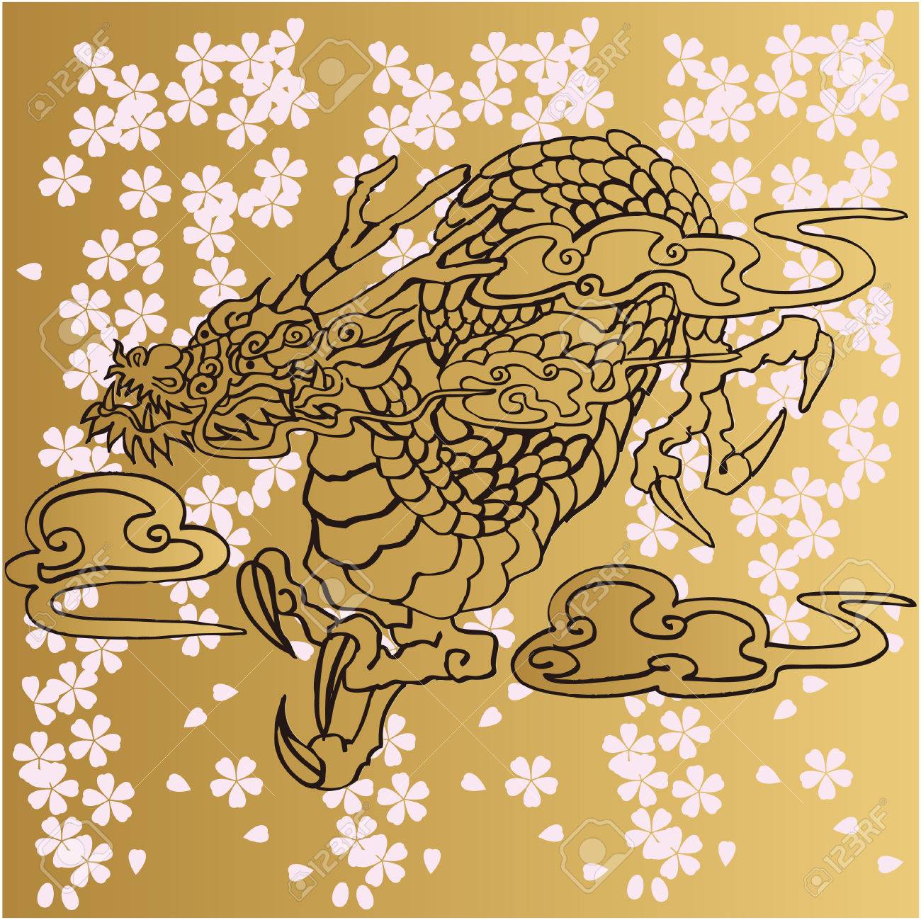 日本の龍イラスト デザイン素材 のイラスト素材 ベクタ Image