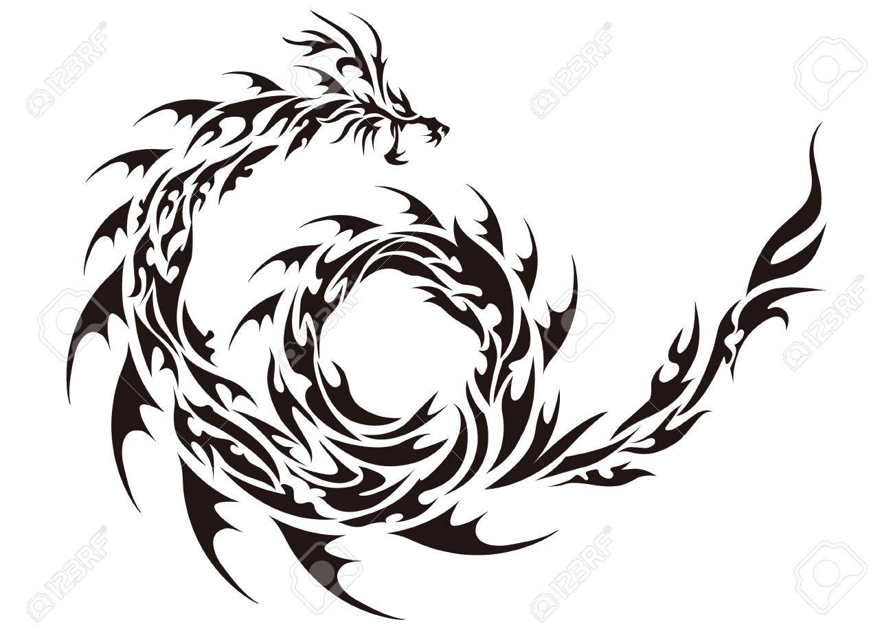 デザイン素材のトライバルドラゴン のイラスト素材 ベクタ Image