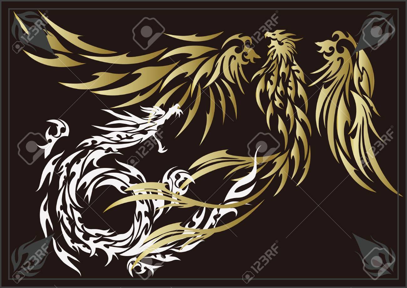 部族フェニックスとドラゴンのイラスト素材・ベクター Image 72093785 