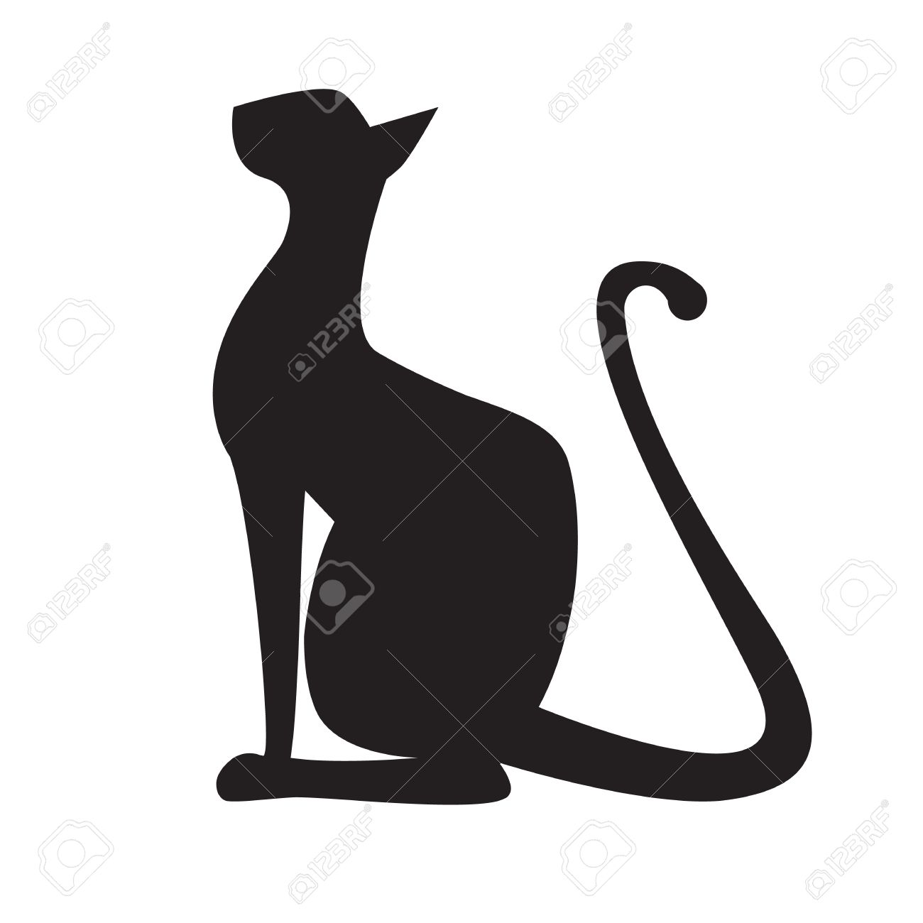 Silhouette De Chat Vecteur De Contour Noir Oriental Egyptien Longues Jambes Assis Chat Clip Art Libres De Droits Vecteurs Et Illustration Image