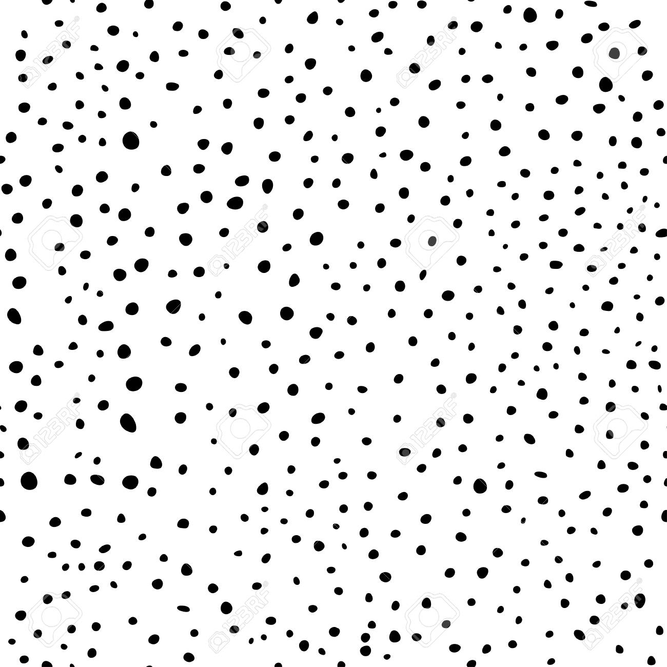 hand drawn black and white doodles seamless pattern polka dot