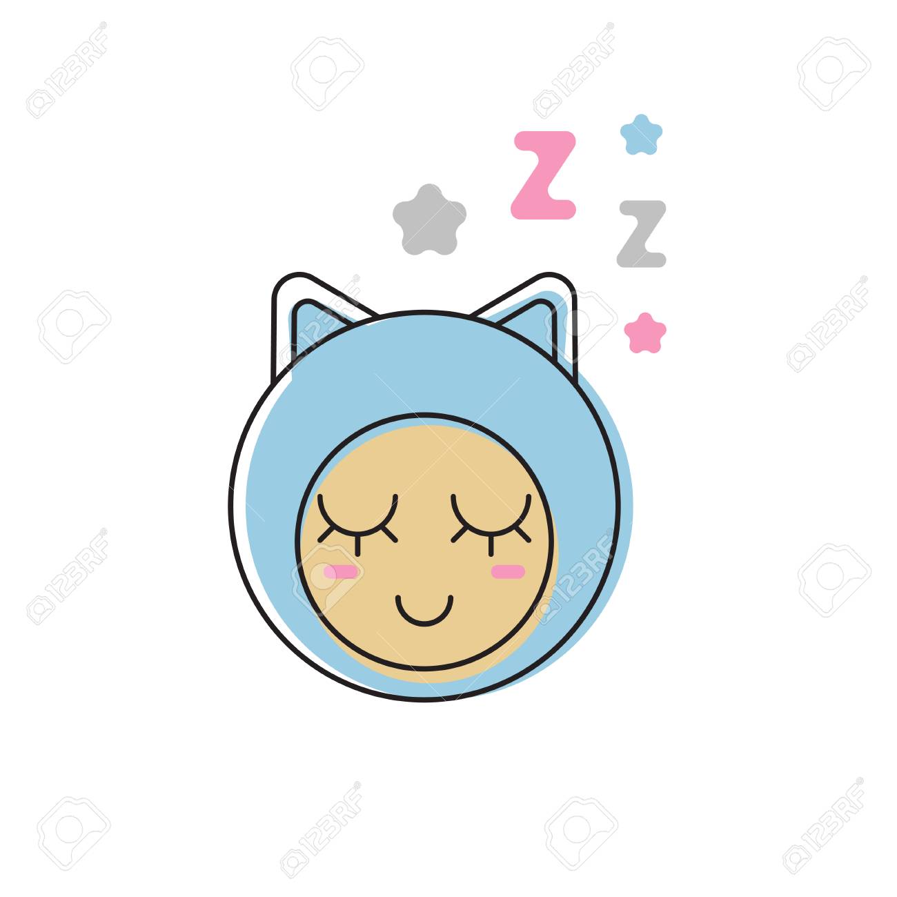Bebe Qui Dort Smiley Face Bebe Avec Son Zzz Icone Tete D Enfant Illustration Vectorielle Clip Art Libres De Droits Vecteurs Et Illustration Image