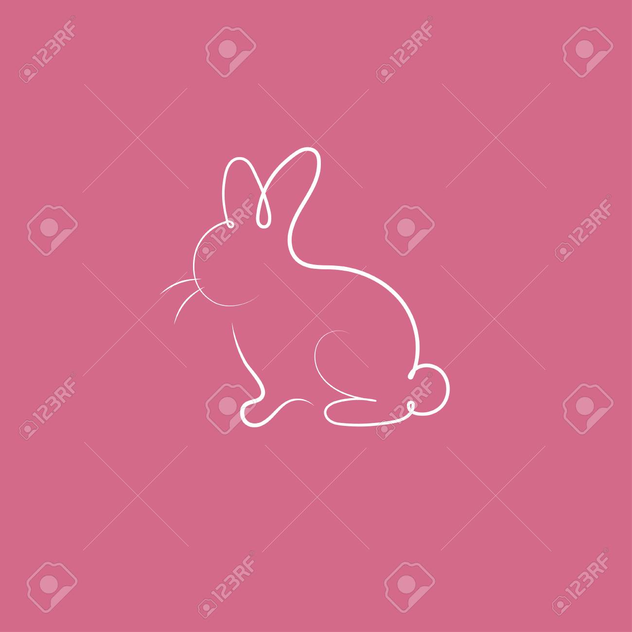 手ウサギの描かれたシルエット イースターのアイコン 白い線うさぎ うさぎ ベジタリアンのシンボルです 動物でテストされません ベクトル図 のイラスト素材 ベクタ Image