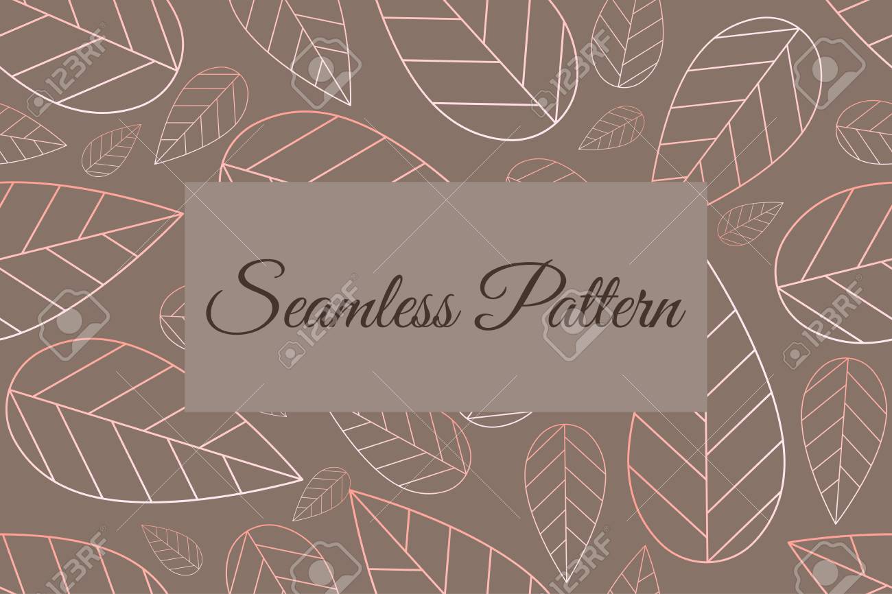 白い線で月桂樹の葉のシームレスなパターン のイラスト素材 ベクタ Image