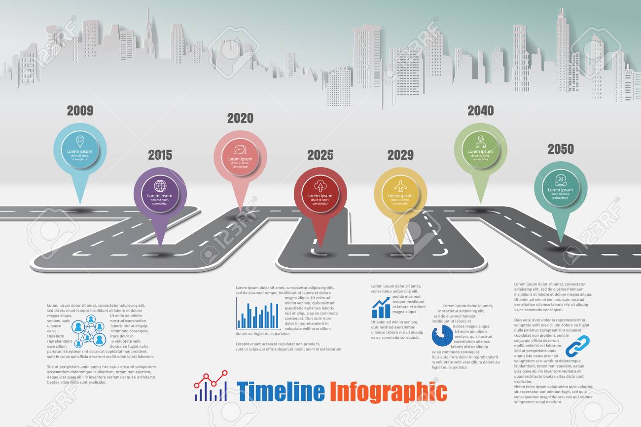 business road map timeline infographic city designed for abstract background template milestone element modern diagram process