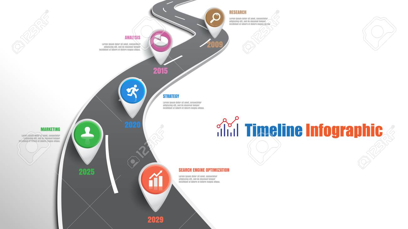 Business road map timeline infographic template with pointers designed for abstract background milestone modern diagram process technology digital marketing data presentation chart Vector illustration - 111975116 Business road map timeline infographic template with pointers designed for abstract background milestone modern diagram process technology digital marketing data presentation chart Vector illustration - 111975116