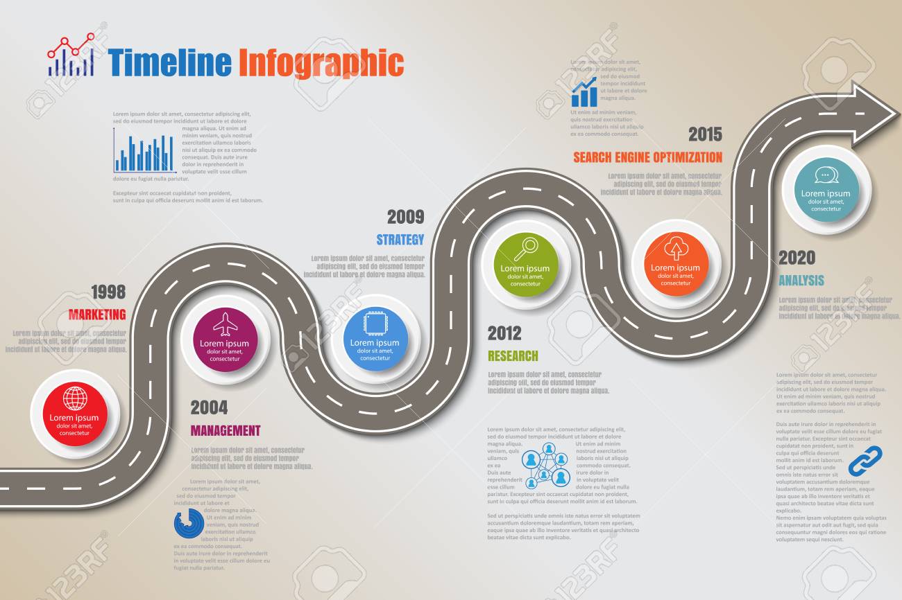 Business road map timeline infographic template with pointers designed for abstract background milestone modern diagram process technology digital marketing data presentation chart Vector illustration - 126262927 Business road map timeline infographic template with pointers designed for abstract background milestone modern diagram process technology digital marketing data presentation chart Vector illustration - 126262927