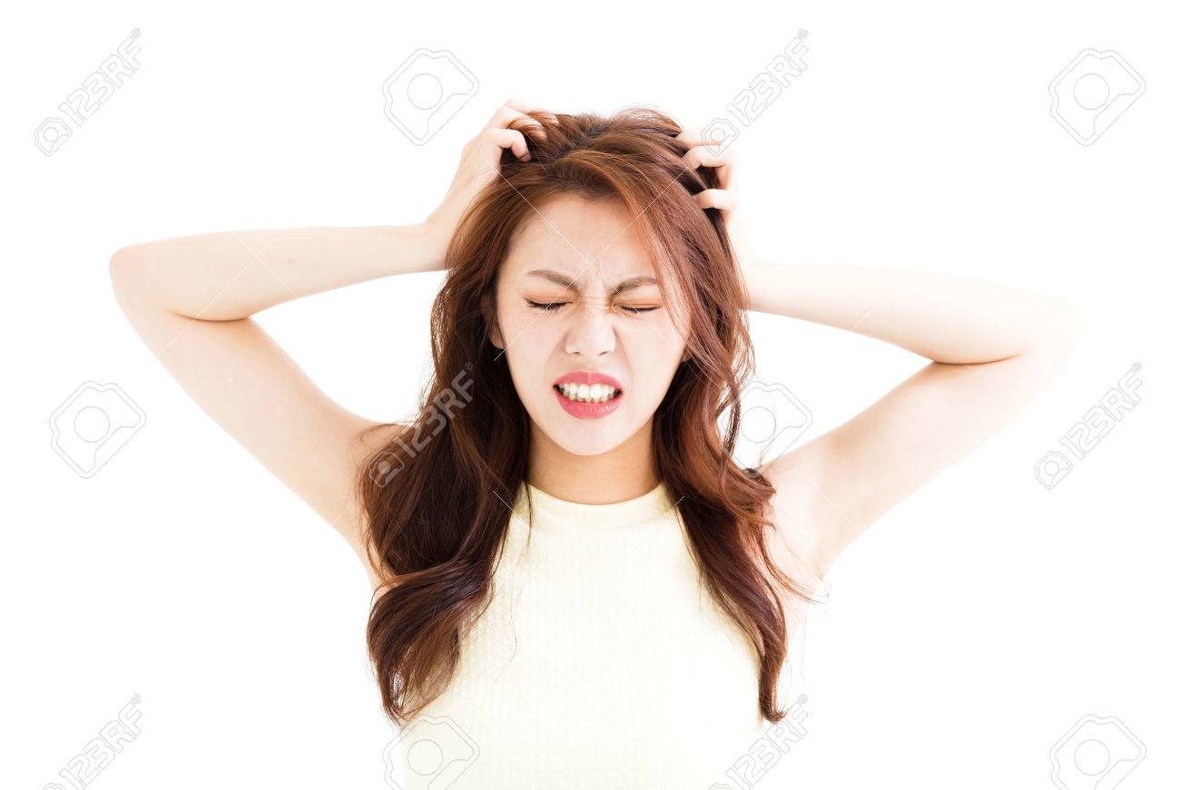 Young Woman Stressed Going Crazy And Pulling Her Hair Stock Photo, Picture  and Royalty Free Image. Image 72379580., image size:1300x871