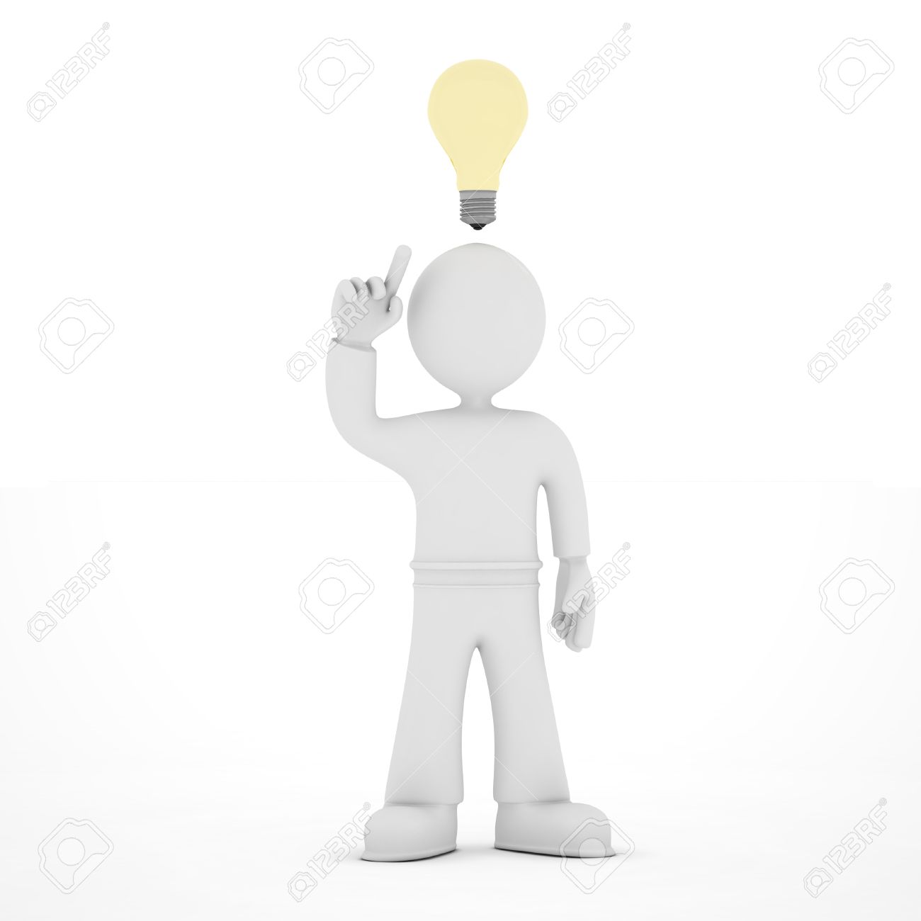 3D Icon Of Man With Idea Light Bulb Overhead Stock Photo, Picture and  Royalty Free Image. Image 40368391.