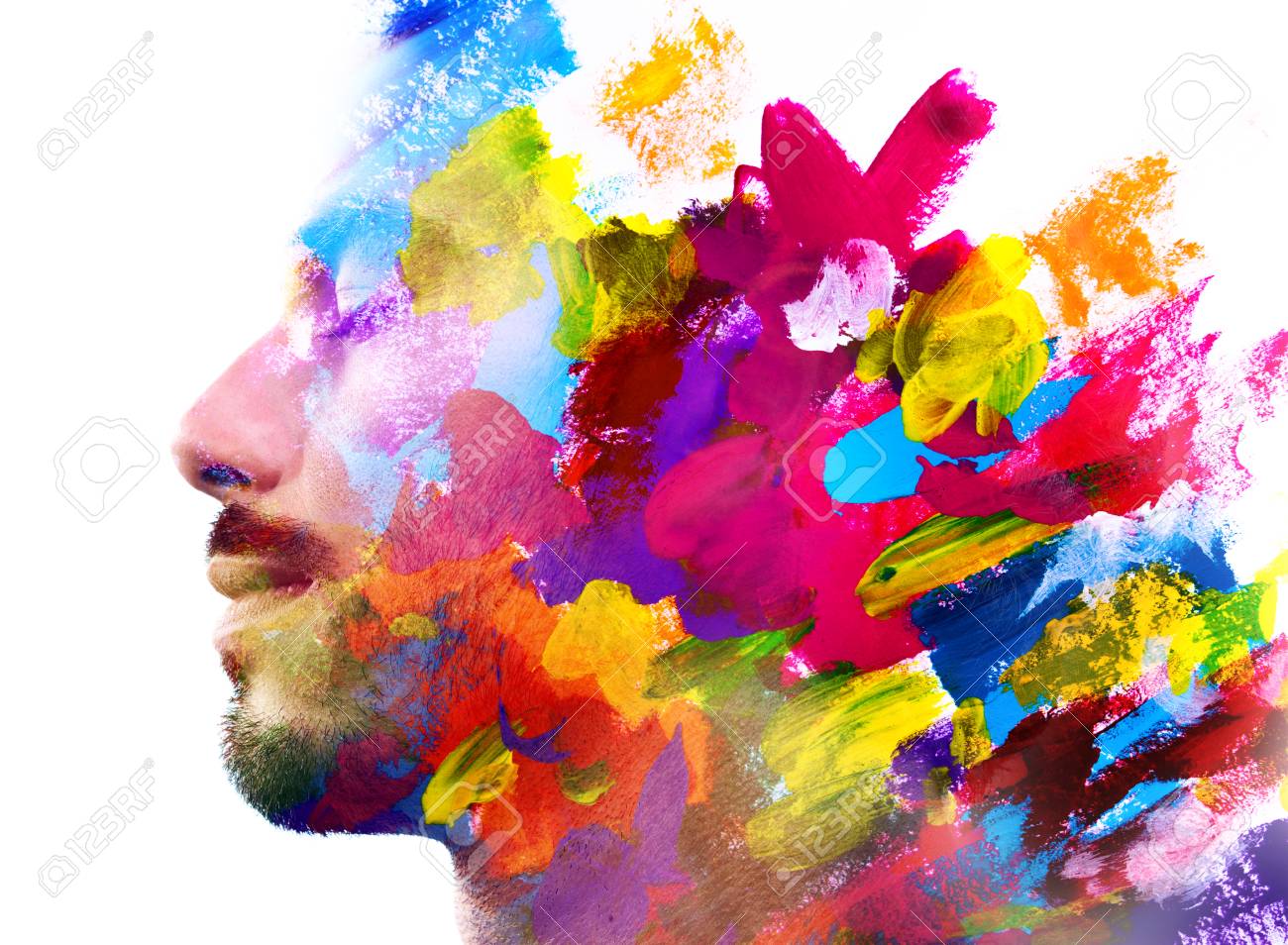 Portrait photography blends in with original artwork - 119764693 Portrait photography blends in with original artwork - 119764693