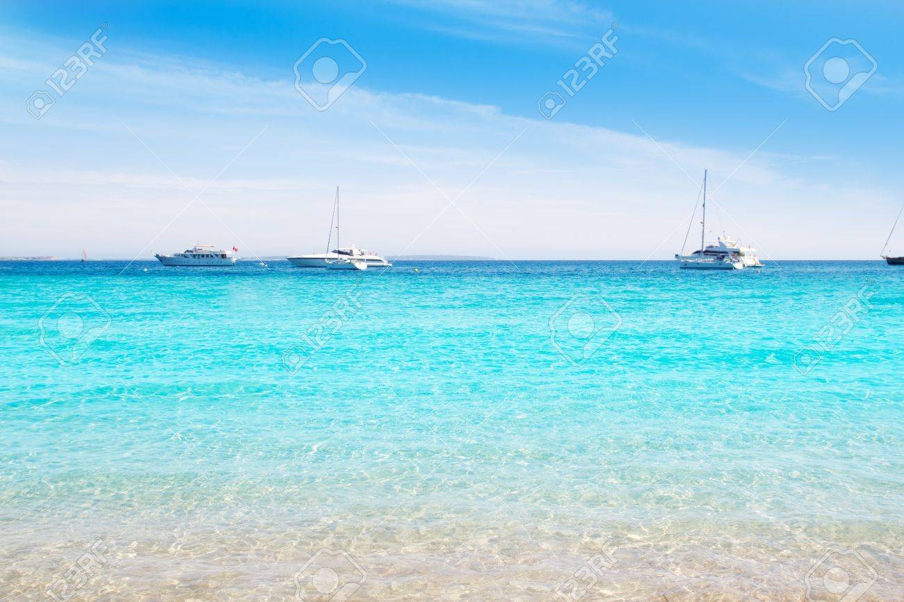 Ibiza Ses Salines South Beach Turquoise Water Island Of Mediterranean