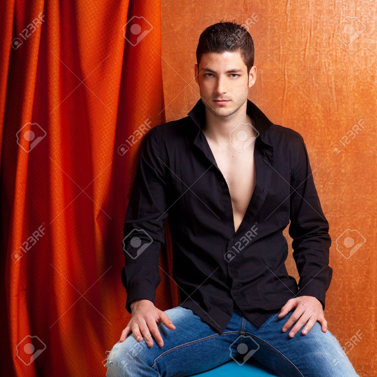 Black open shirt Clearance