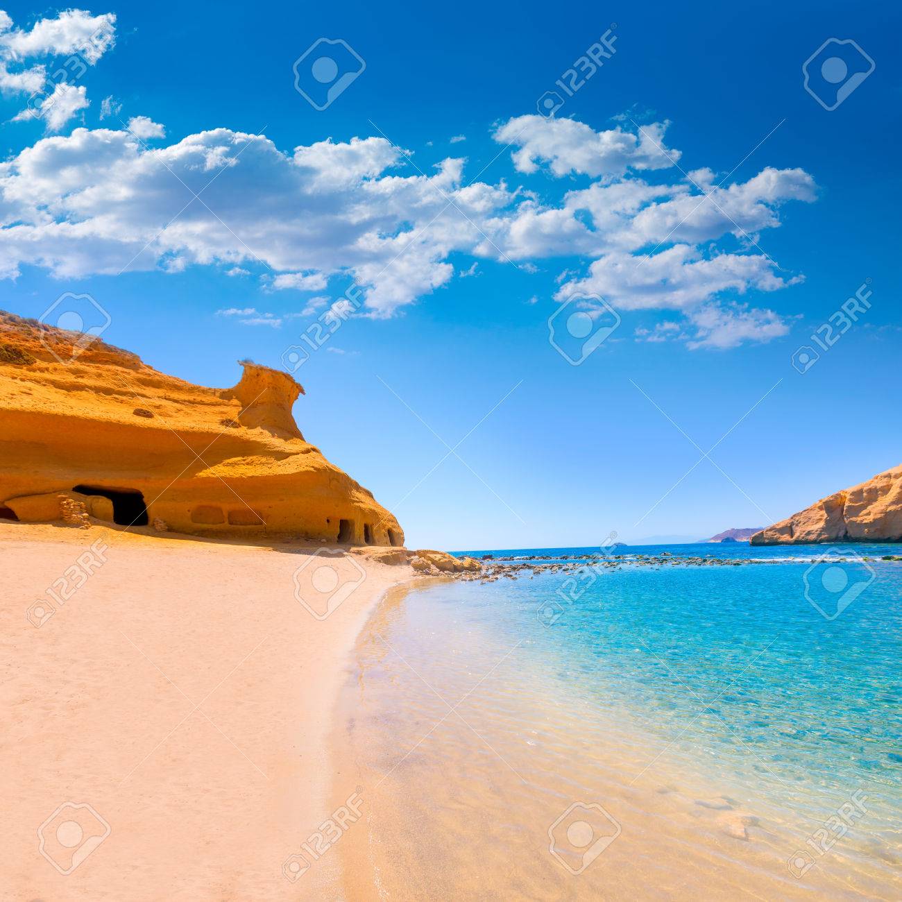 ムルシア アギラス スペイン地中海海の近くの Cocedores ビーチ の写真素材 画像素材 Image