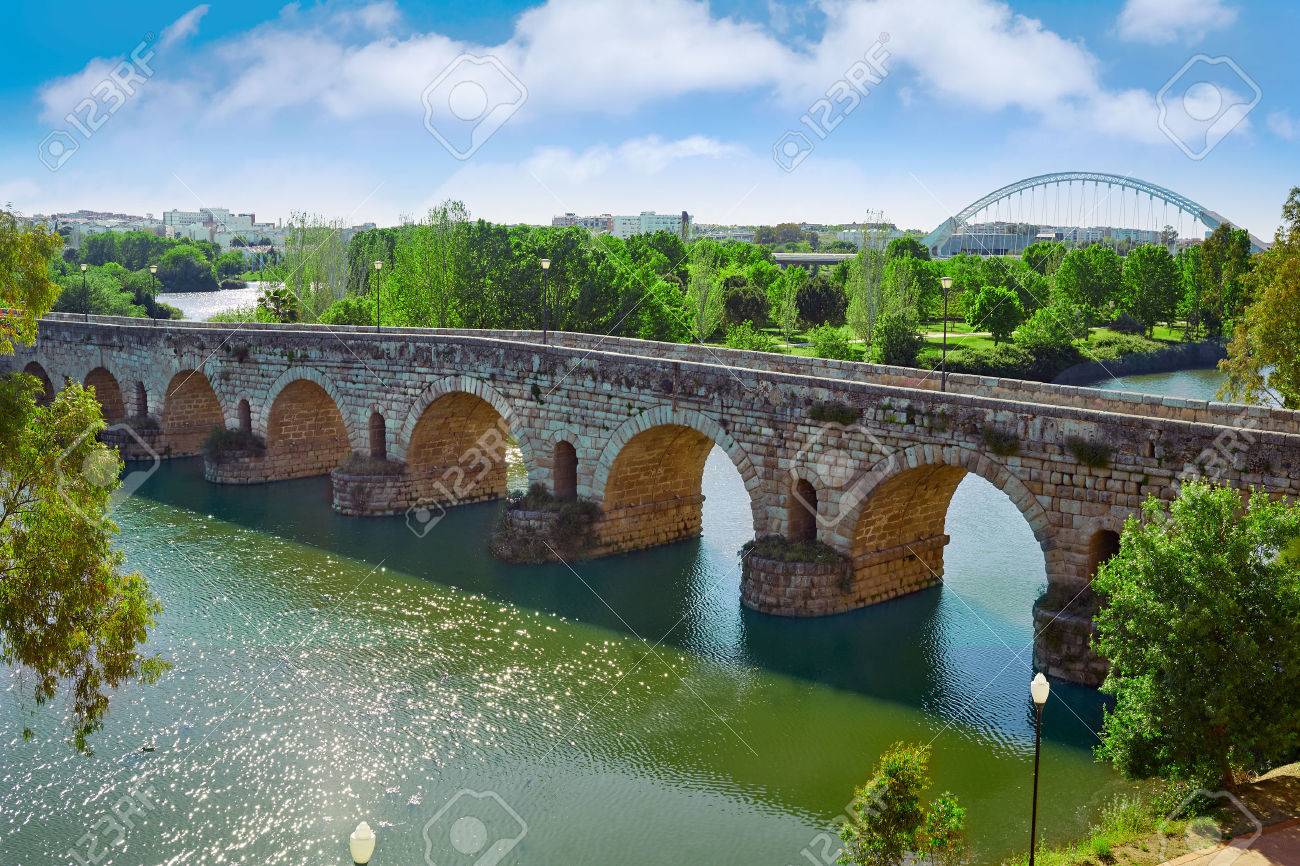 Merida in Spain roman bridge over Guadiana river Badajoz Extremadura - 65952331 Merida in Spain roman bridge over Guadiana river Badajoz Extremadura - 65952331