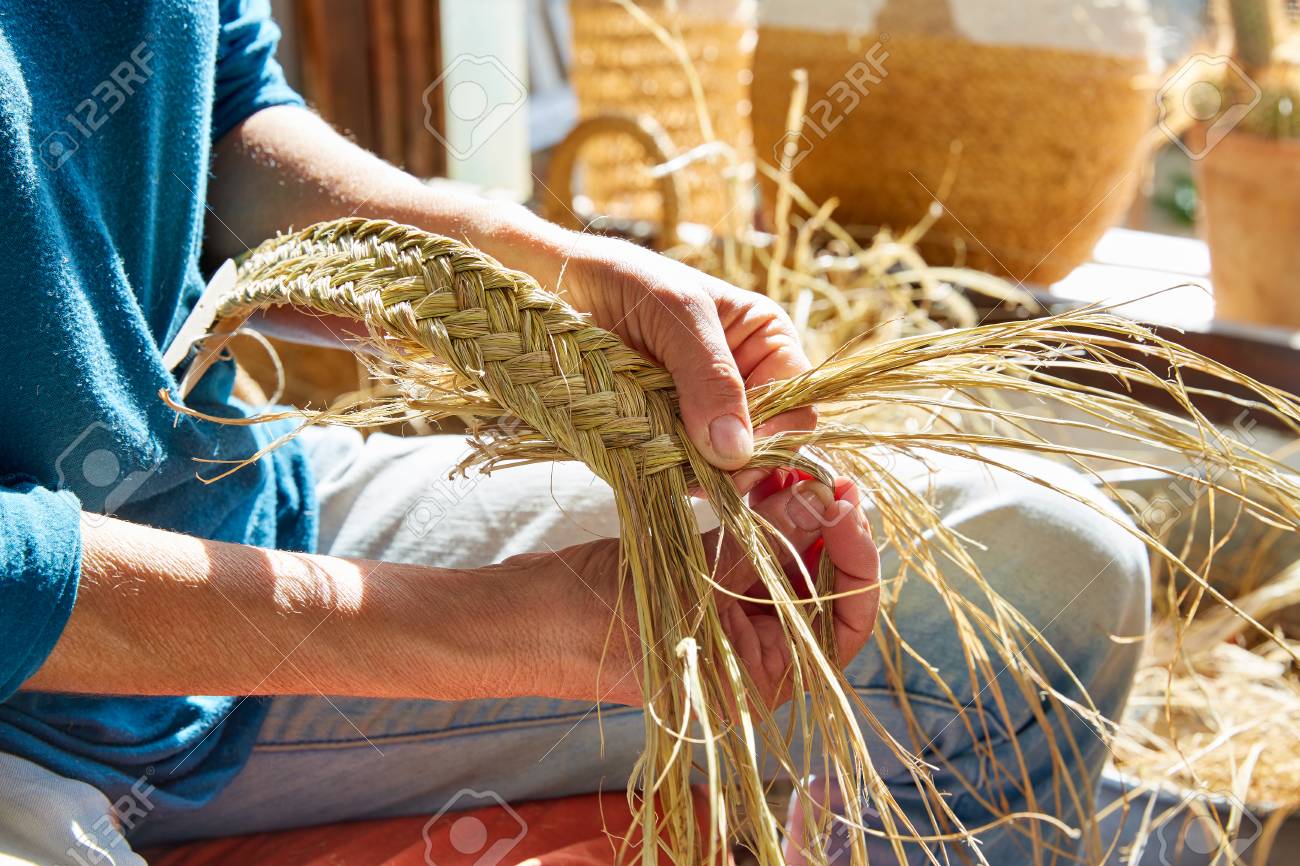 Esparto halfah grass crafts craftsman hands working - 77712054 Esparto halfah grass crafts craftsman hands working - 77712054