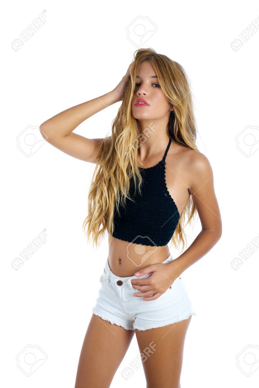 Blond Teenager Girl Touching Hair On White Background Stock Photo 95545234 Blond Teenager Girl Touching Hair On White Background Stock Photo 95545234