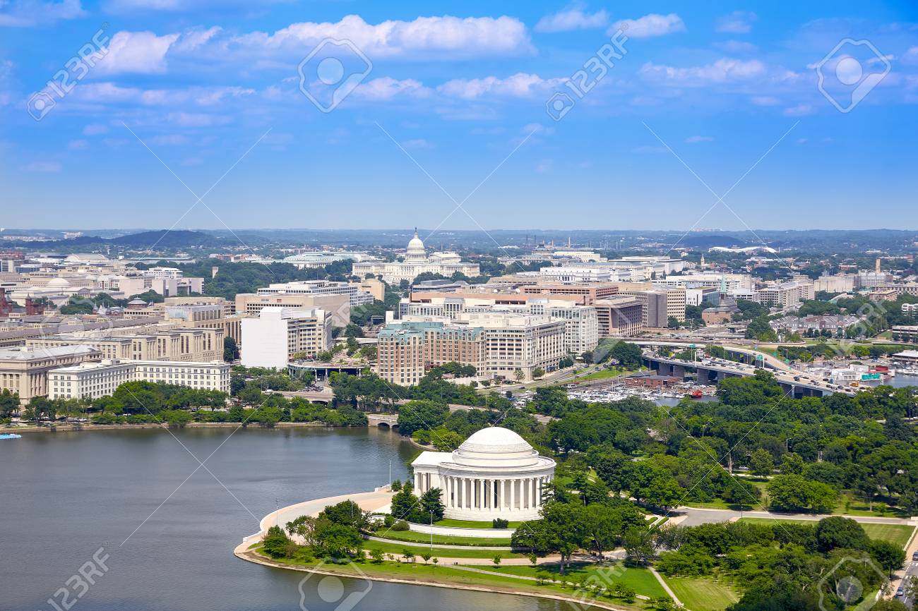 Washington Dc Aerial View With Thomas Jefferson Memorial Building Stock Photo Picture And Royalty Free Image Image