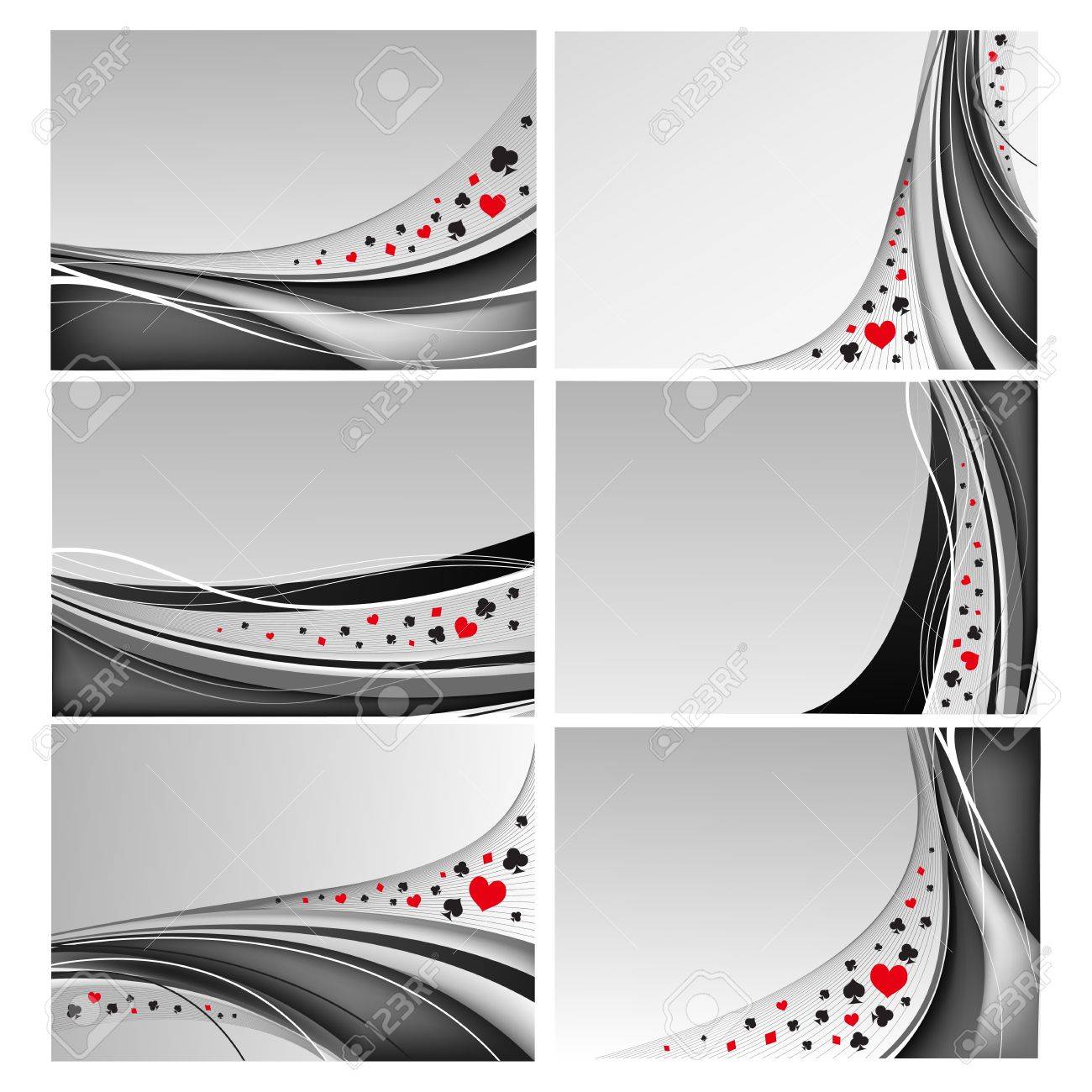 set of gray backgrounds with catd suits in vector royalty free