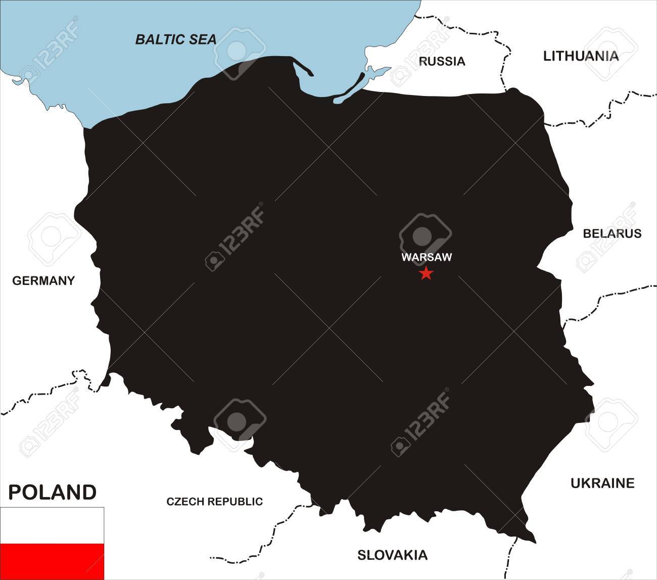 very big size poland black map with flag stock photo picture and poland size