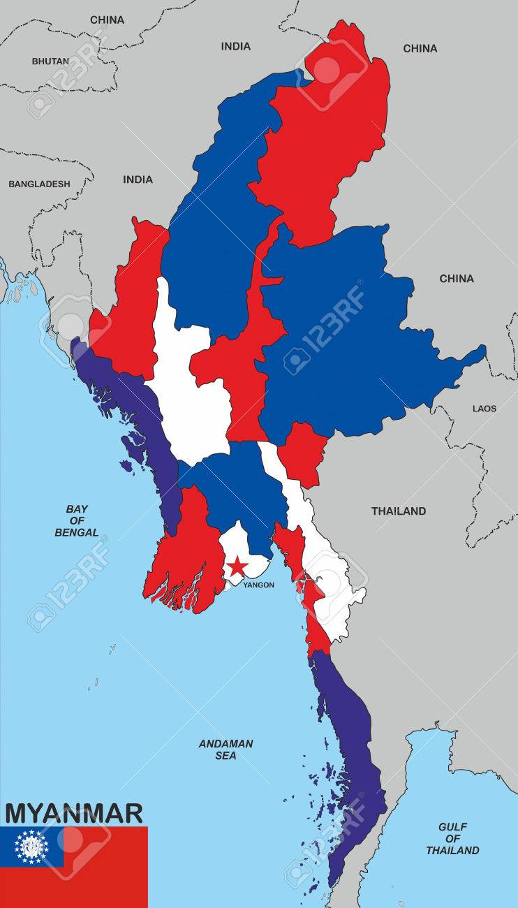 Mapa Politico Muy Grande El Tamano De La Bandera De Myanmar Fotos Retratos Imagenes Y Fotografia De Archivo Libres De Derecho Image