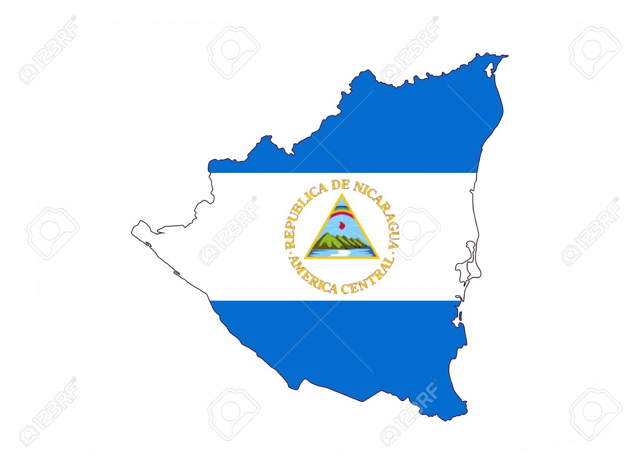 Nicaragua Country Flag Map Shape National Symbol Stock Photo Picture And Royalty Free Image Image 39374380