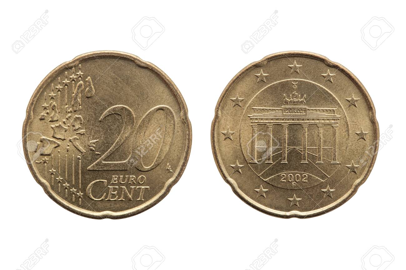 2002年のドイツの20セント硬貨は、ベルリンのブランデンブルク門