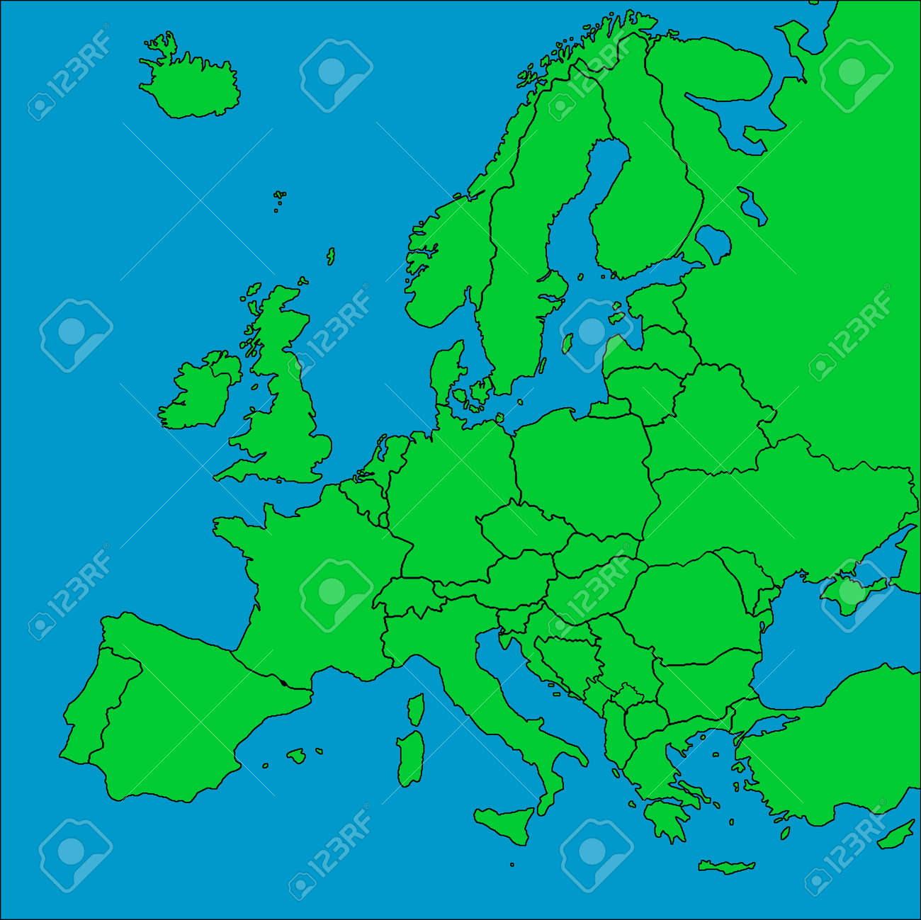 a map of europe with all countries borders represented stock photo 6970398
