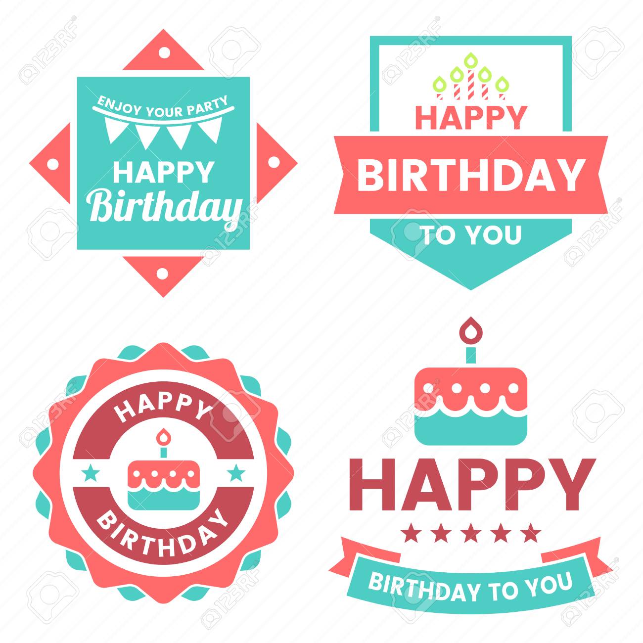 Feliz Cumpleanos Vector Logo Para Pancarta Poster Folleto Ilustraciones Svg Vectoriales Clip Art Vectorizado Libre De Derechos Image
