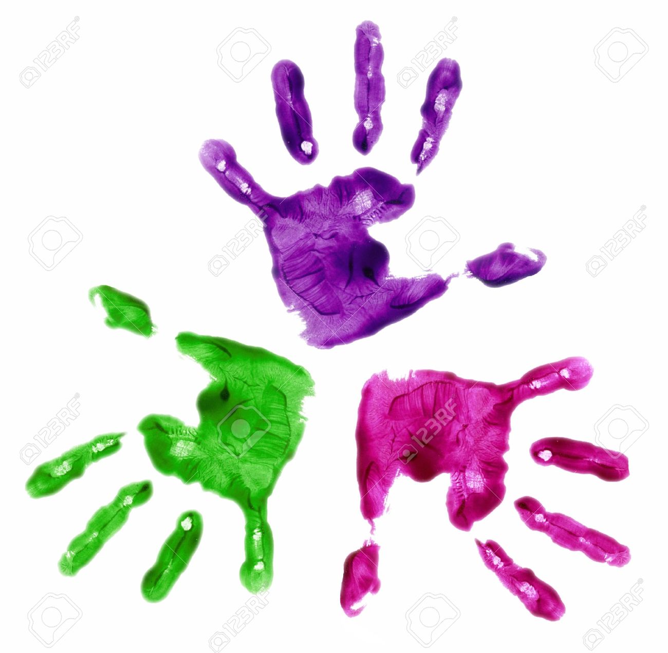 three finger painted hands