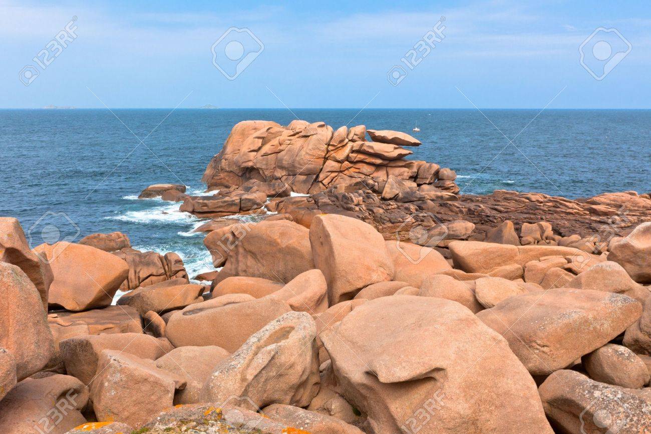 Spiaggia Di Trégastel Granito Rosa Costa Francia Europa