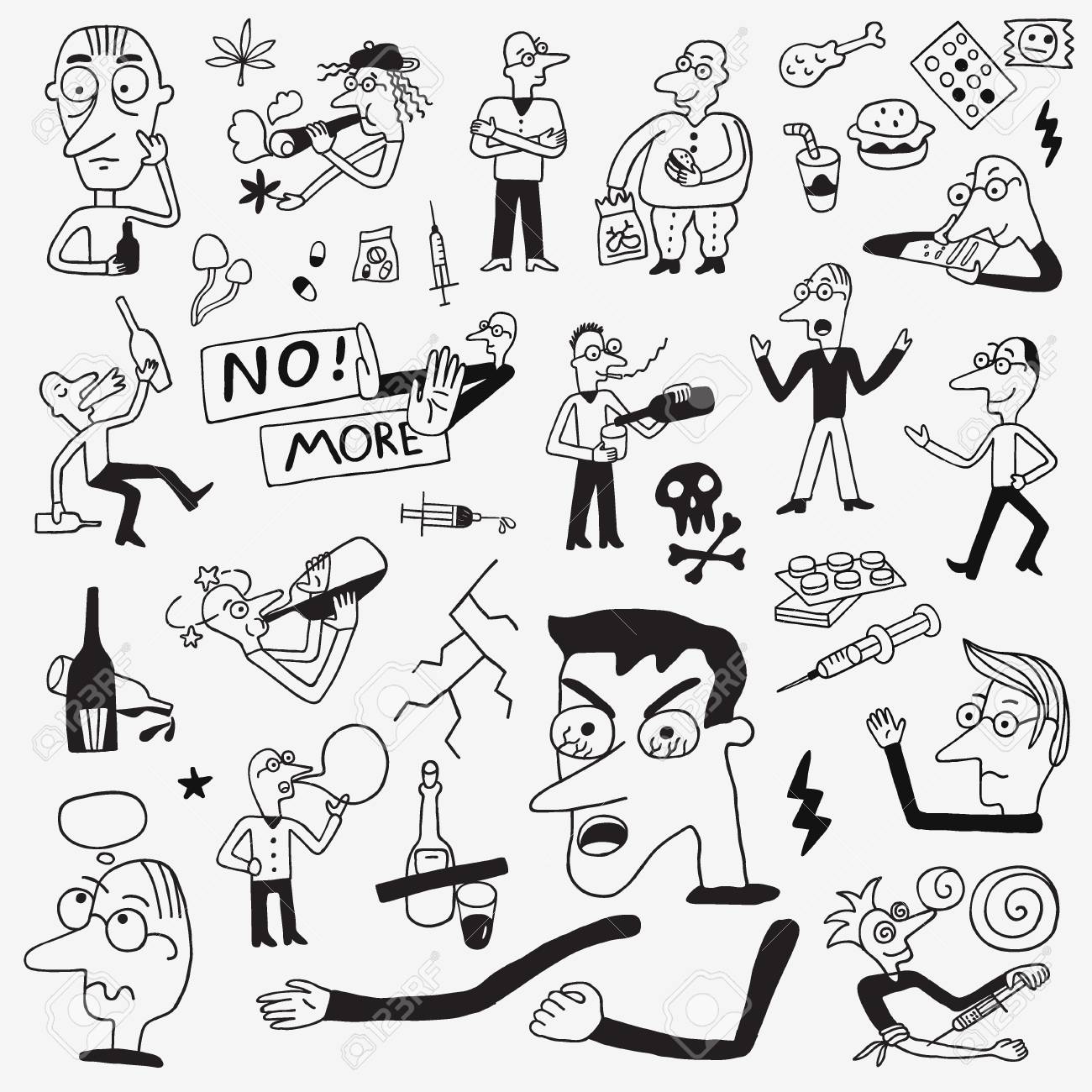 薬物中毒の人々の落書き のイラスト素材 ベクタ Image 薬物中毒の人々の落書き のイラスト素材 ベクタ Image