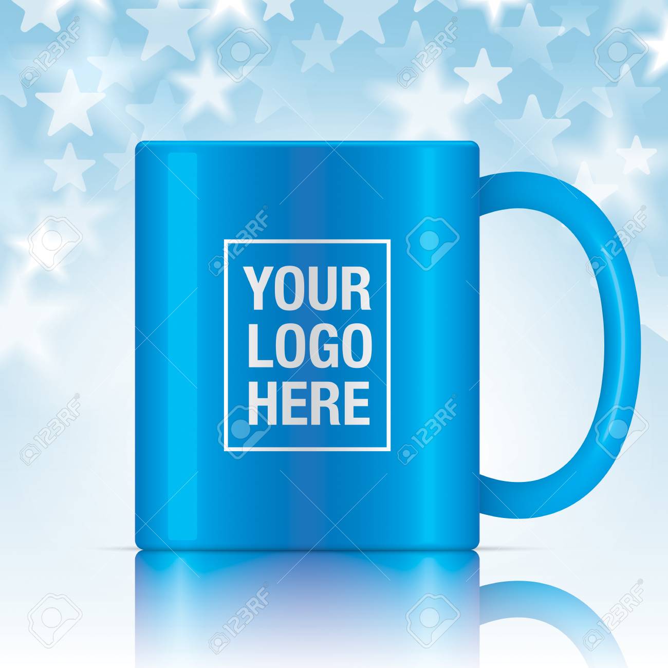 Download Blue Vector Coffee Mug Template Isolated On A Starry Background Royalty Free Cliparts Vectors And Stock Illustration Image 82285734