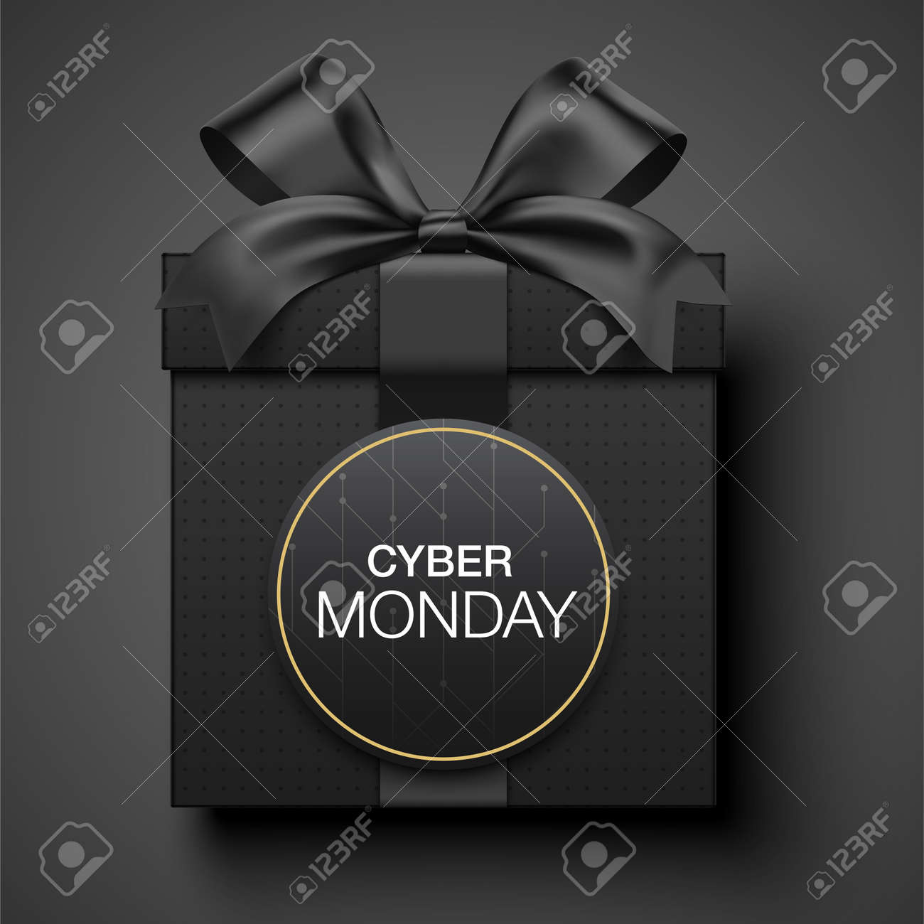 Cyber Monday Gift Card Vector Design, With A Luxury Style Black Gift Box  Wrapped With Satin Ribbon, And Lettering Oval Label. Royalty Free Svg,  Cliparts, Vectors, And Stock Illustration. Image 177478297.