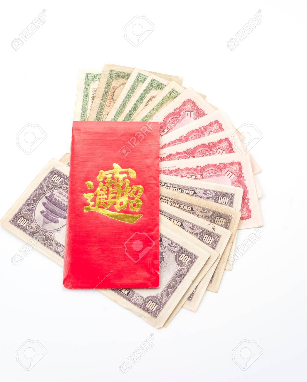 Chinese Red Envelope With Chinese Money Stock Photo, Picture and