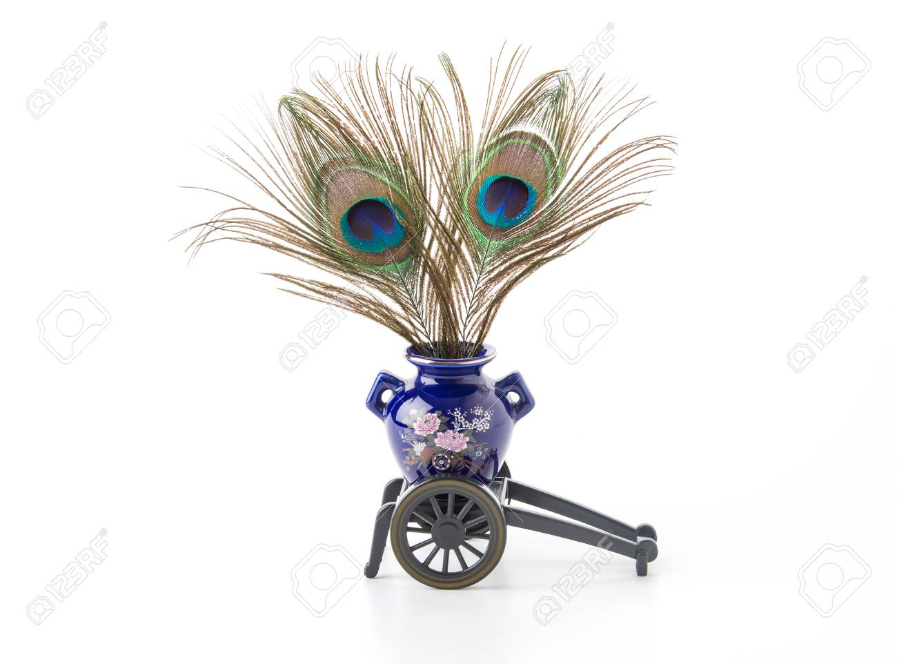 Beautiful Exotic Peacock Feathers In Vase Stock Photo Picture And