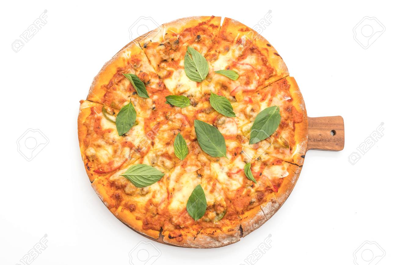 Pizza Siciliana Isolated On White Background Stock Photo 448714750