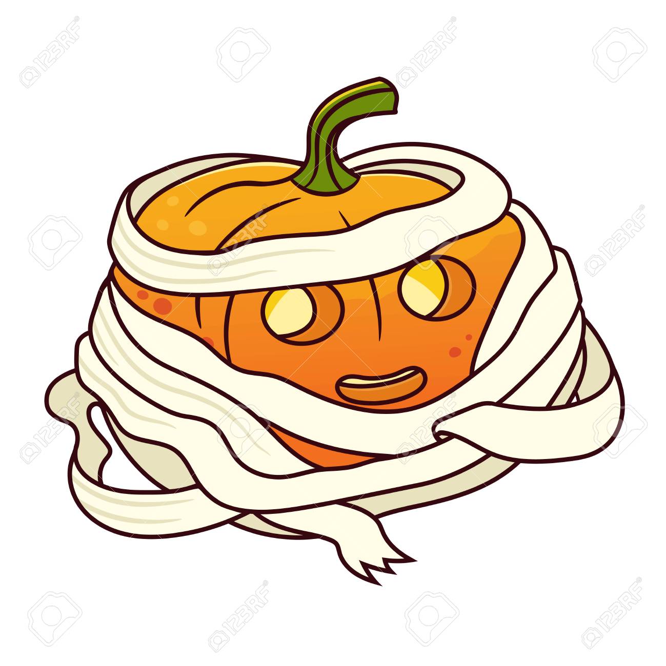 Halloween Pumpkin Mummy Colored Vector Illustration Royalty Free Cliparts Vectors And Stock Illustration Image 109895187