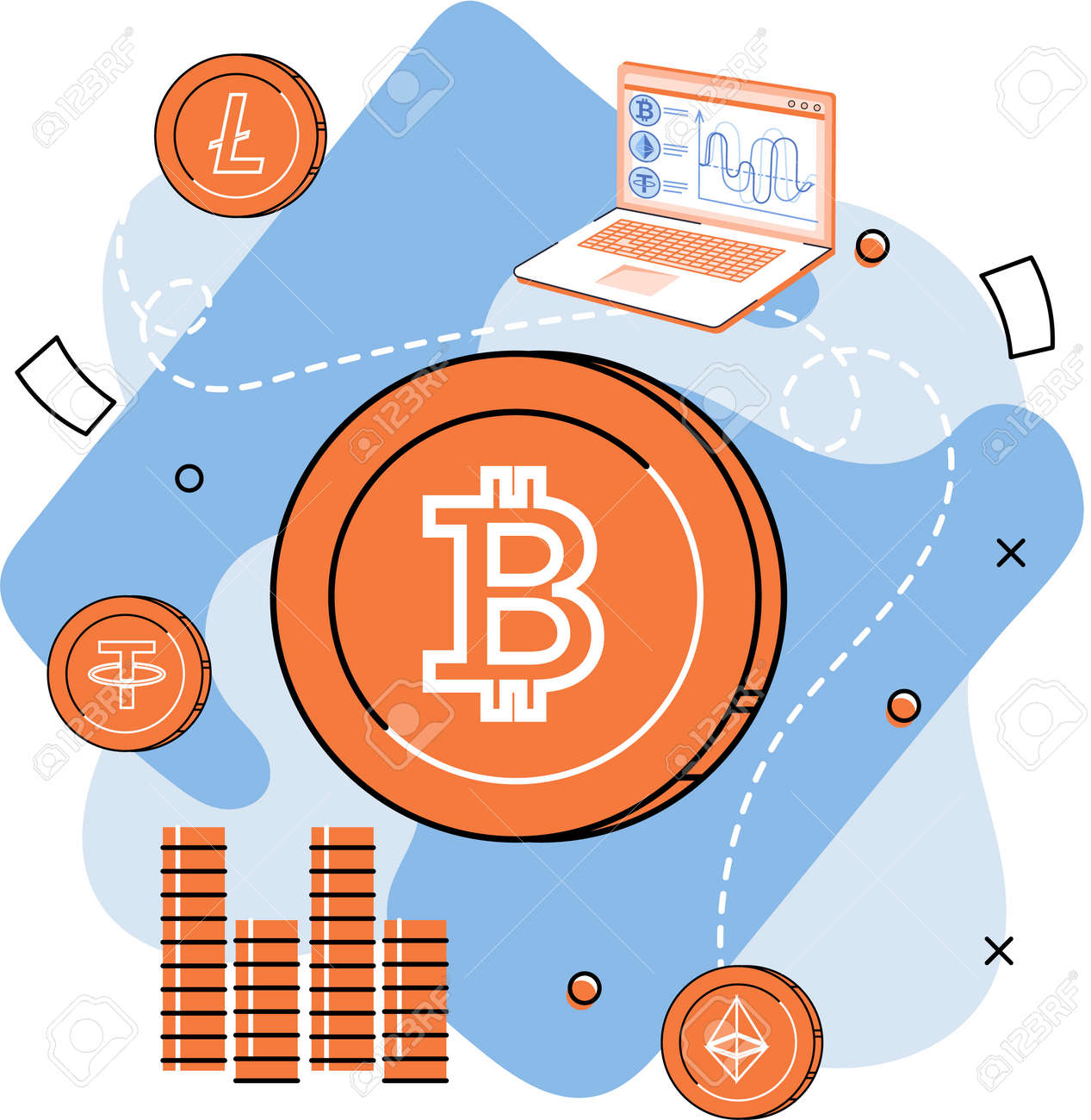 Digital Payment System, Investment In Cryptocurrency. Online Currency And  Blockchain Technology. Virtual Coins, Internet Money Concept. Trading  Platform For Online Earning, Cryptographic Marketplace Royalty Free SVG,  Cliparts, Vectors, and Stock ...