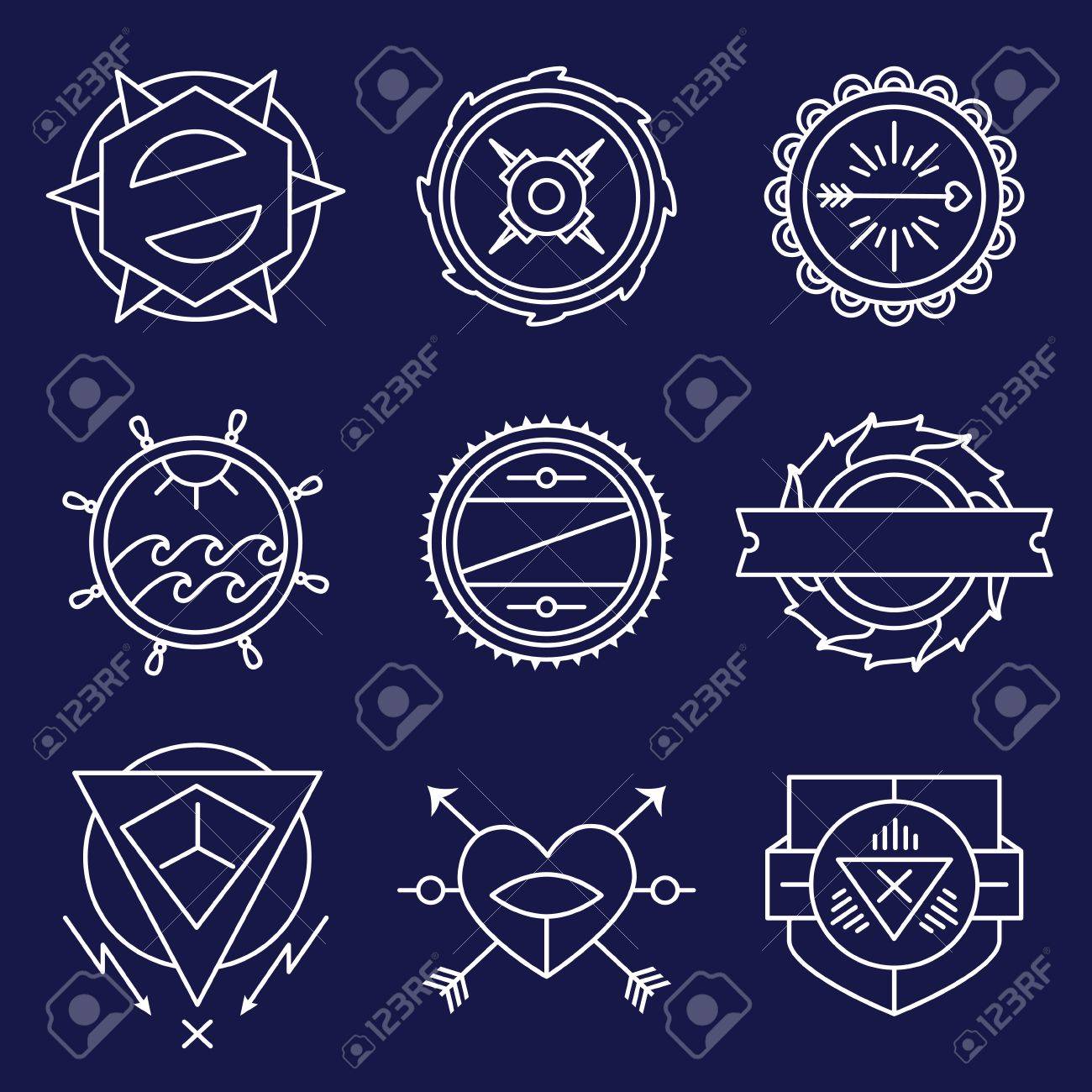 シンプルで優雅なモノクロ モノグラム デザイン テンプレートをエレガントなラインアート ロゴのデザイン要素 ベクトル イラストのセットのイラスト素材 ベクタ Image