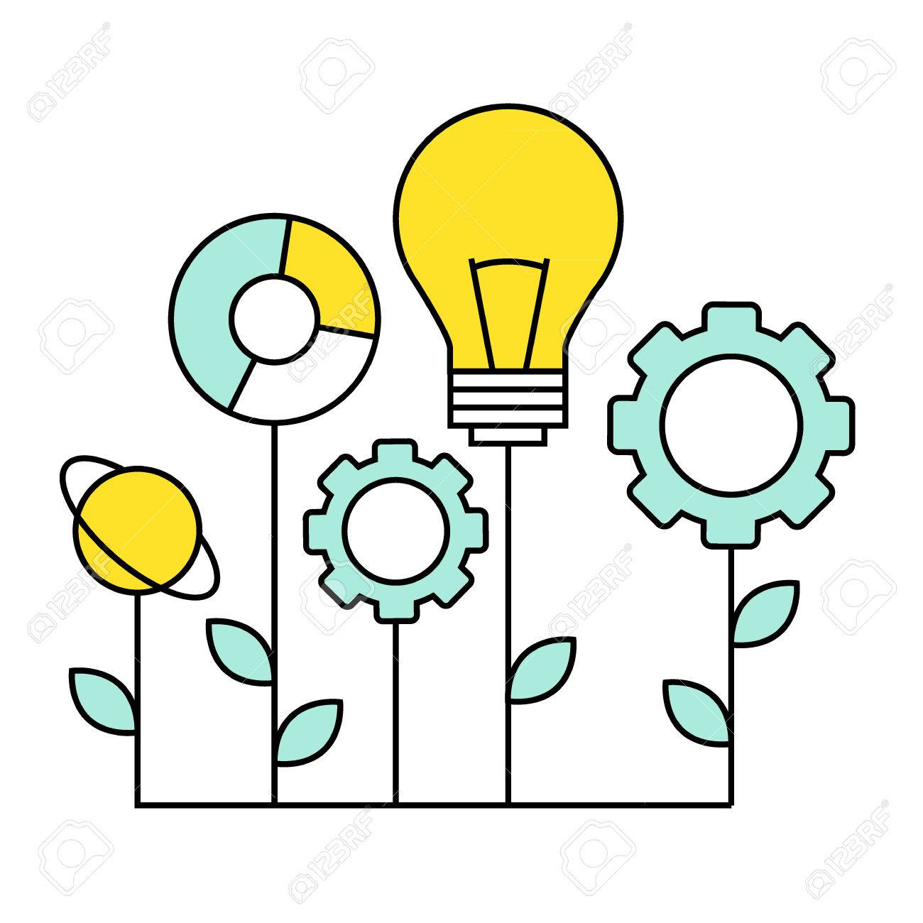 flat line icon of digital marketing search for ideas video ideas for free advertising