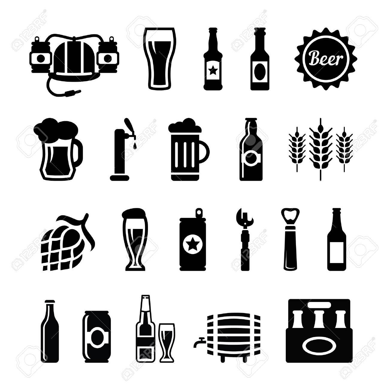 ビール アイコン ベクトル 白の背景に黒のセット のイラスト素材 ベクタ Image