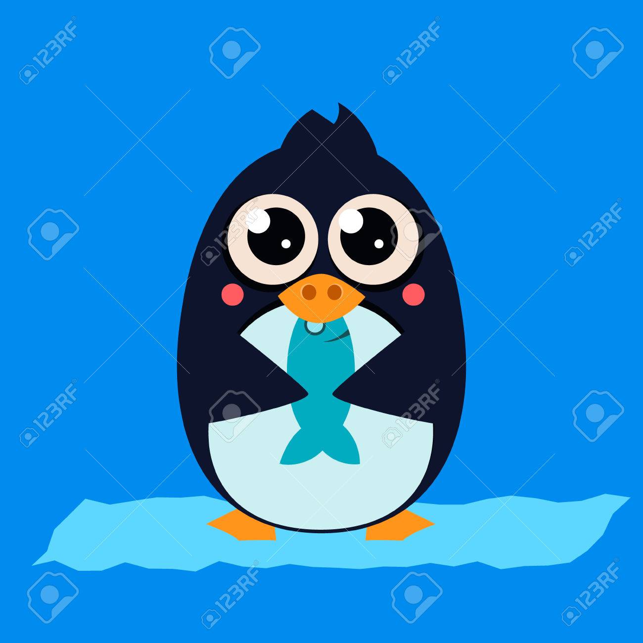 かわいいペンギン氷ベクトル Illustartion で魚を食べるのイラスト素材 ベクタ Image かわいいペンギン氷ベクトル Illustartion で魚を食べるのイラスト素材 ベクタ Image