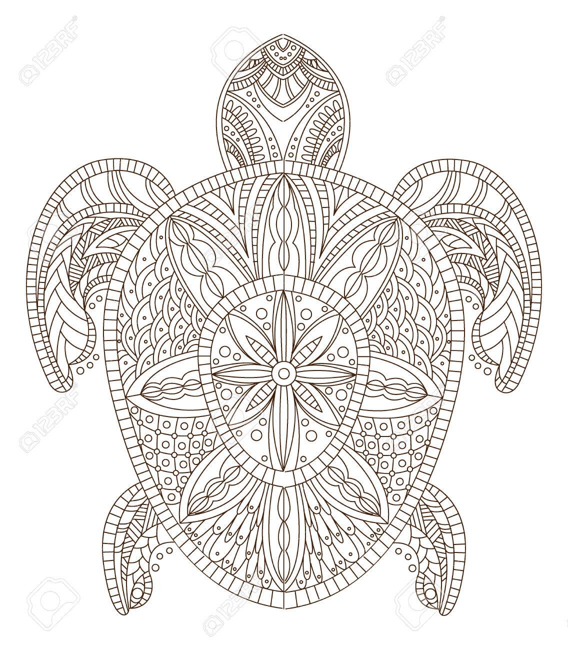 カメの Zentangle スタイルのベクトル図です。手描きデザイン