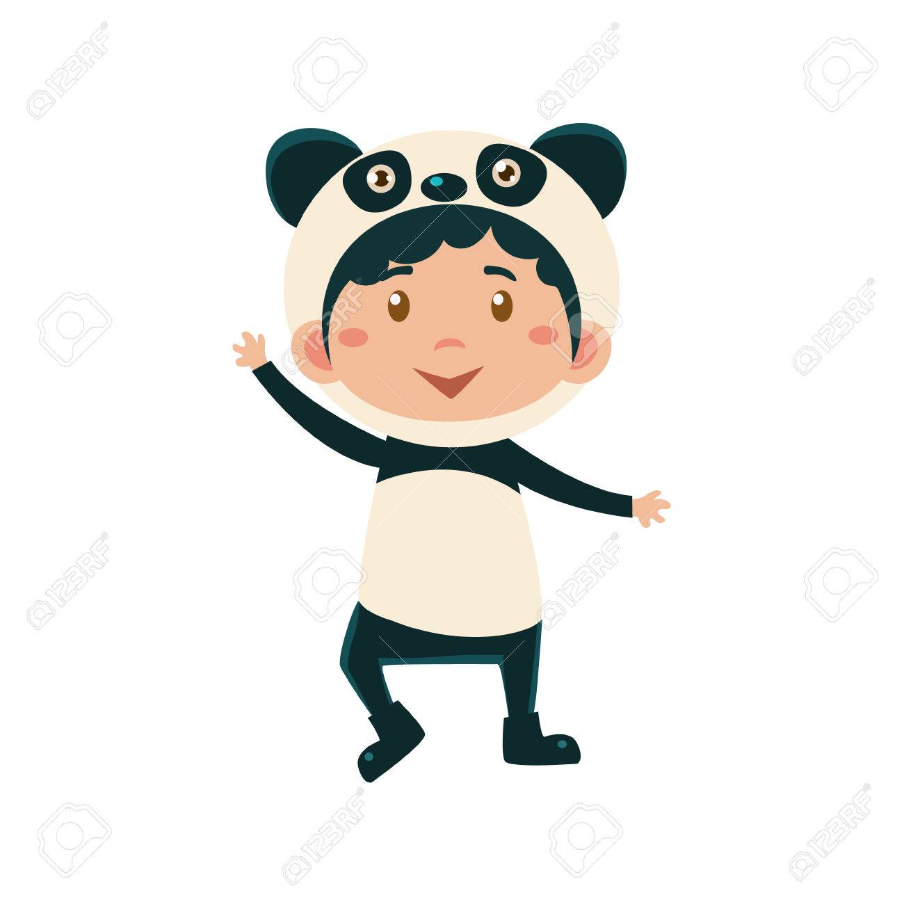 子パンダの衣装を身に着けています かわいいベクター イラスト のイラスト素材 ベクタ Image