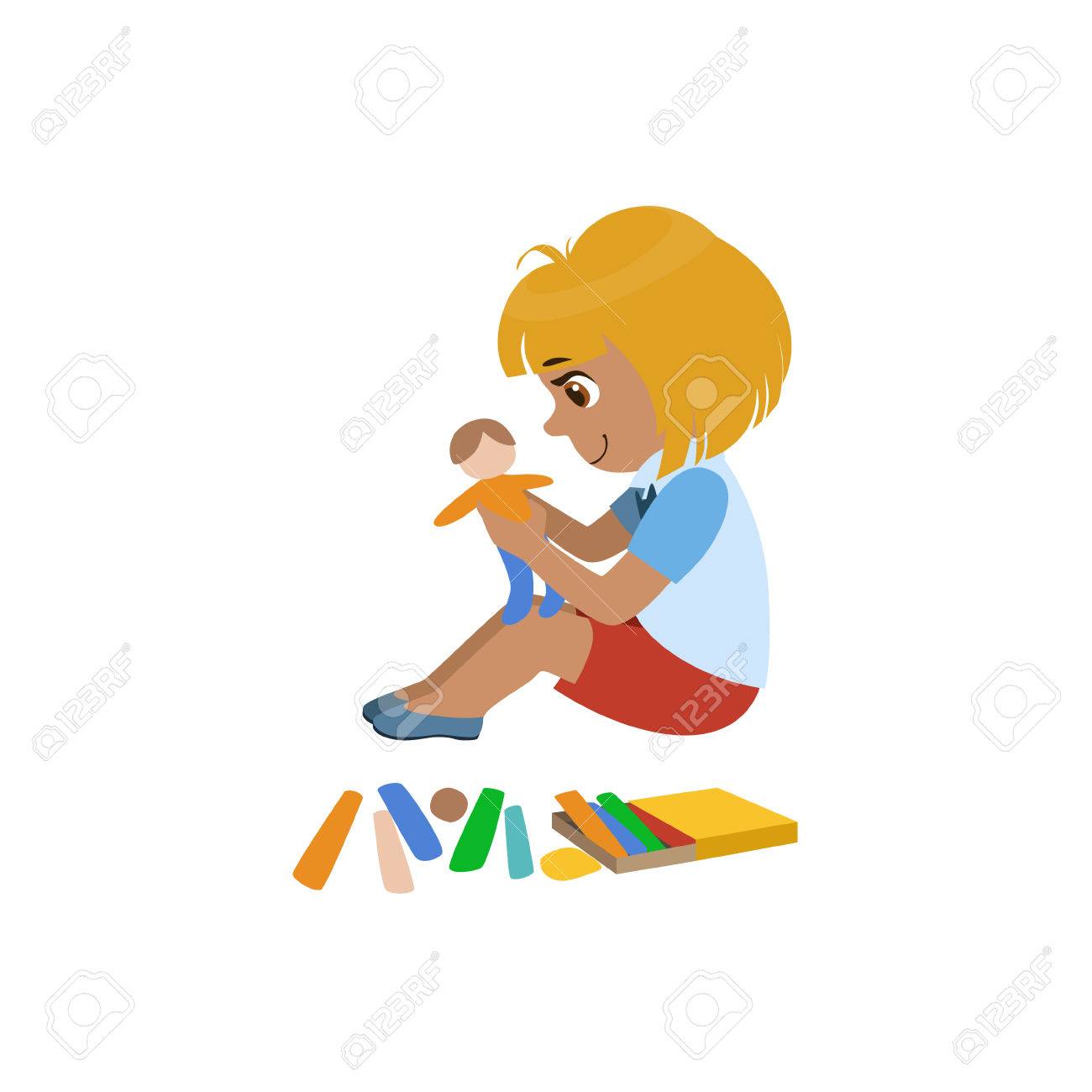 女の子の分離の白い背景を描画図シンプルなデザインをカラフルなベクトルを彫刻のイラスト素材 ベクタ Image