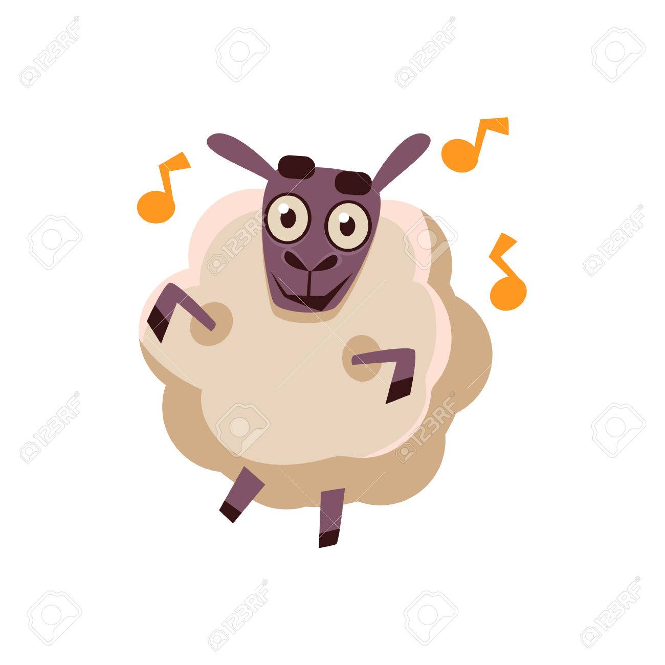Ovejas Baile Con Música Linda Del Icono Infantil Estilo Brillante Del Del Color Aislado En El Fondo Blanco Ilustraciones Svg, Vectoriales, Clip Art Vectorizado Libre De Derechos. Image 59064702.