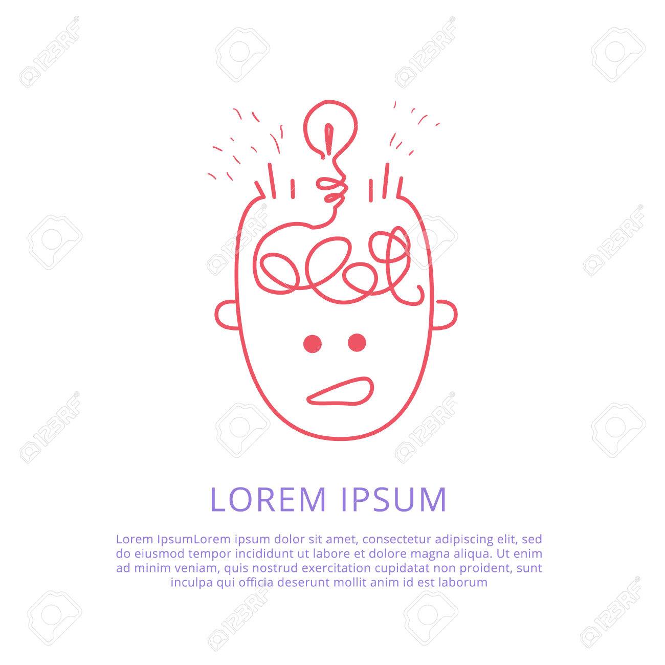 脳のおかしいを通じてアイデアの方法手ホワイト バック グラウンドで面白いコミック スタイルで描かれた幼稚なイラストのイラスト素材 ベクタ Image